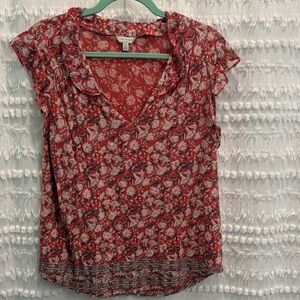 Lucky Brand Red Floral Blouse